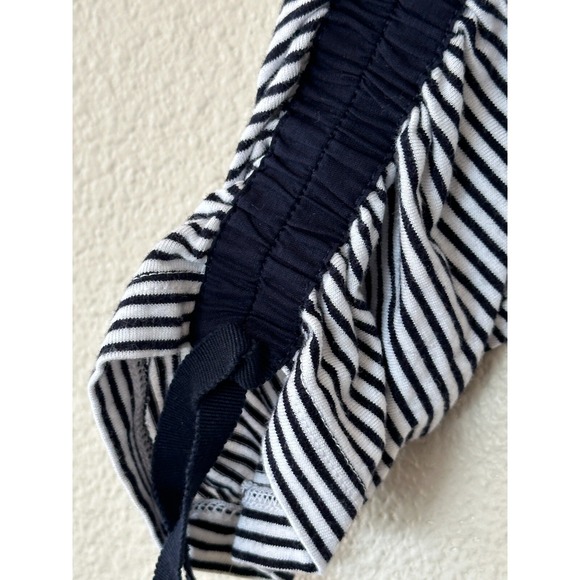 TALBOTS Petite Small Ruched 3/4 Sleeve Boat Black White Stripe Tee Top Women's - Picture 12 of 13